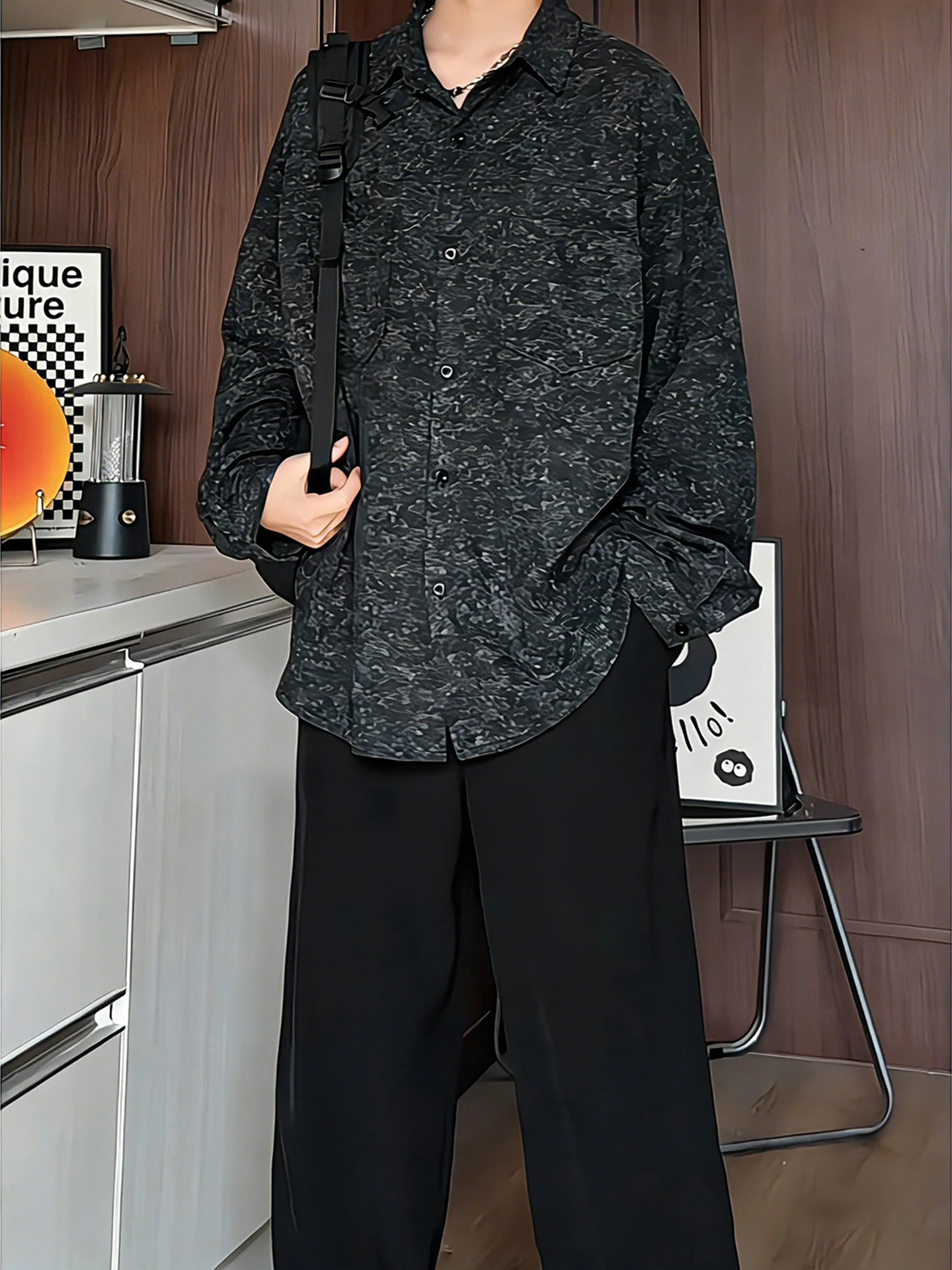 

American Sle Men's Long Sve Tie Dye irt Casual Layering Spring Vintage Haome Design Loose Fit Youth ular