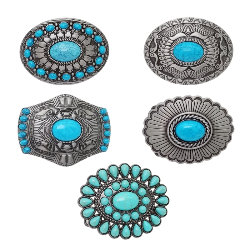 

Delicate Waist Belt Replacements Buckle Multiple Functional Ethnic Turquoise Buckles for Custom Apparels Craft Projects
