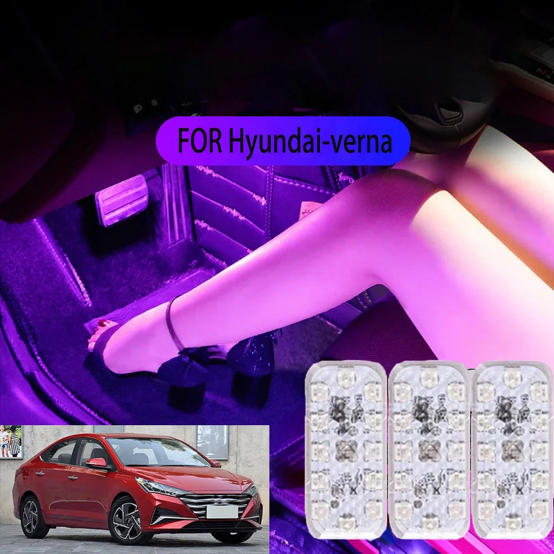 FOR Hyundai-verna LED Car Interior Ambient Foot Light Atmosphere Decorative Lamps Party decoration lights Neon strips