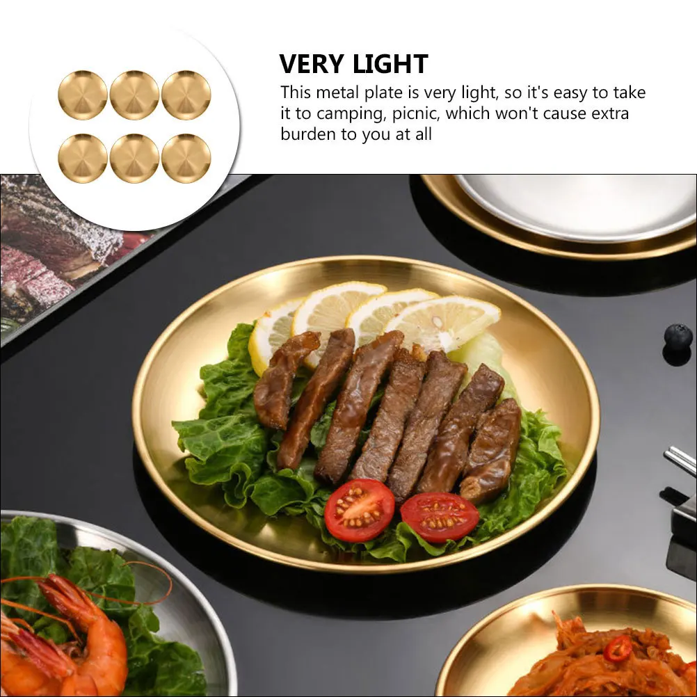 

1pcs Gold Plated Stainless Steel Serving Tray For Dessert Cake Appetizer Salad Food Display Vintage Style Kitchen Dining Buffet