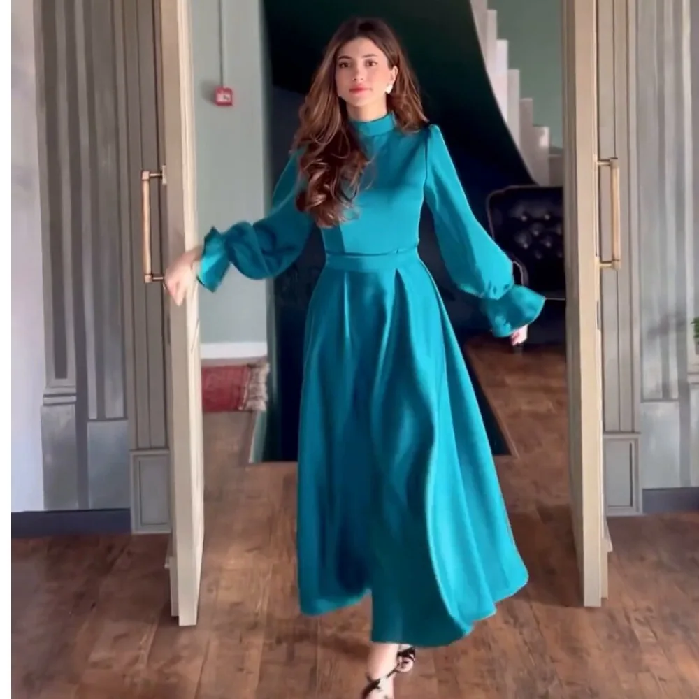 

High waist women's clothing temperament elegant ruffle edge long sleeve long dress dress fashionable simple versatile elegant ho