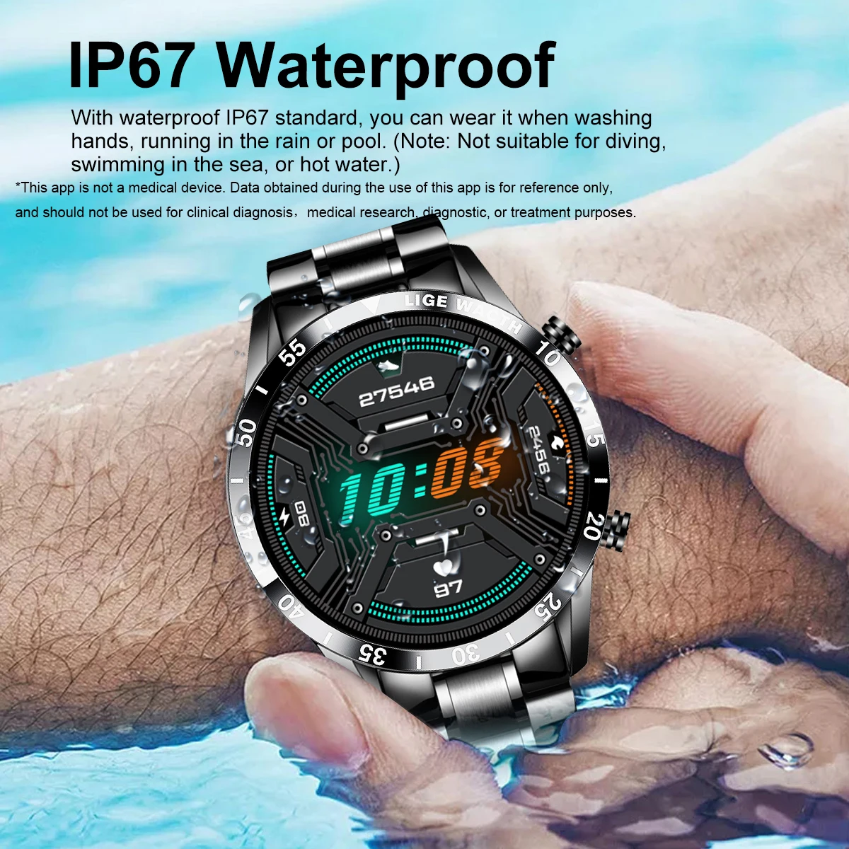 LIGE Fashion Smart Watch Men Full Circle Touch Screen Bluetooth Call Men Smartwatch Waterproof Sport Activity Fitness Watch Man