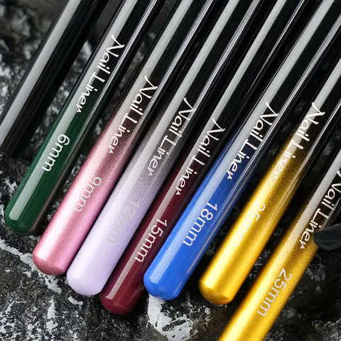6/9/12/15/18/25mm Nail Art Liner Painting Brush Thin Stripe Fine Line Drawing Pen DIY UV Gel Tips French Design Manicure Tool