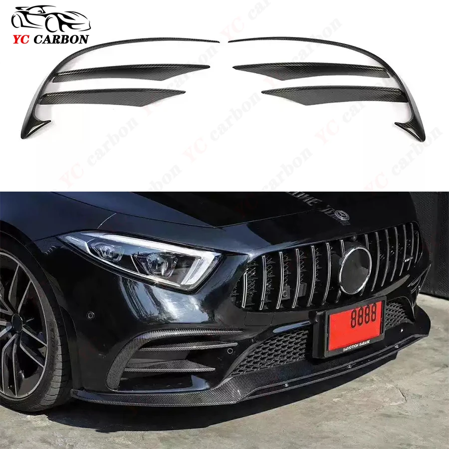 For Mercedes Benz CLS Class W257 CLS53 350 2018+ Carbon Fiber Car Front Bumper Splitter Spoiler Canard Air Knife Surround Trim