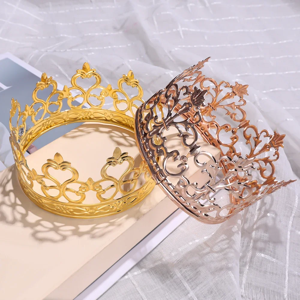 1Pcs Tiara Goud/Sliver Crown Cake Topper Decor Little Crown Kinderen Haar Sieraden Prinses Bruiloft Verjaardag Feestartikelen