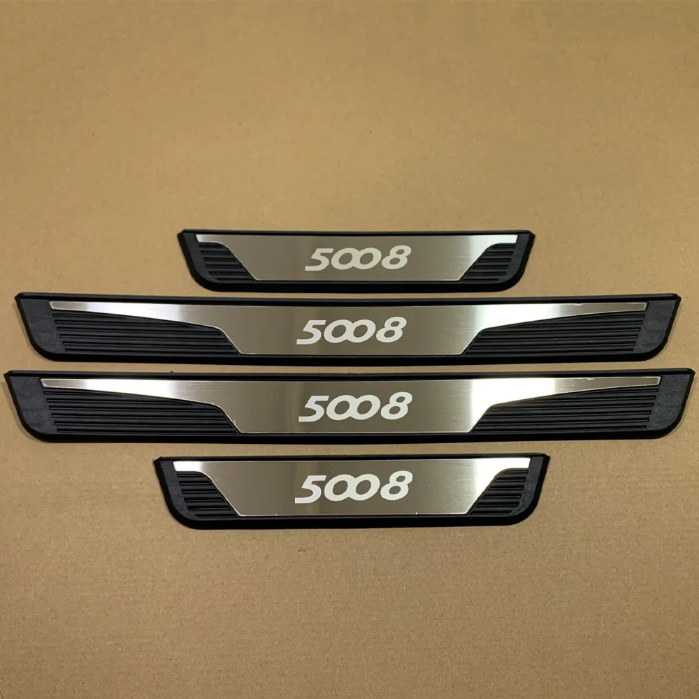 Auto Door Threshold Protector For Peugeot 5008 Scuff Plate Anti-welcome Pedal Strip Car Interior Stickers Accessories 2020-2026