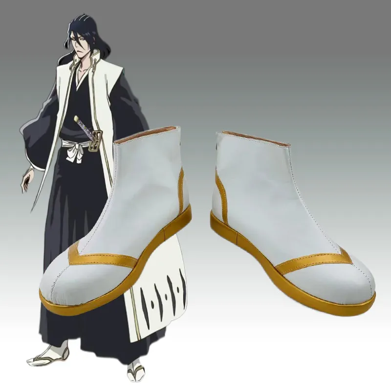 

Anime Bleach Byakuya Kuchiki Cosplay Shoes Boots Handmade Faux Leather Boots Halloween Party Costume Accessories Props