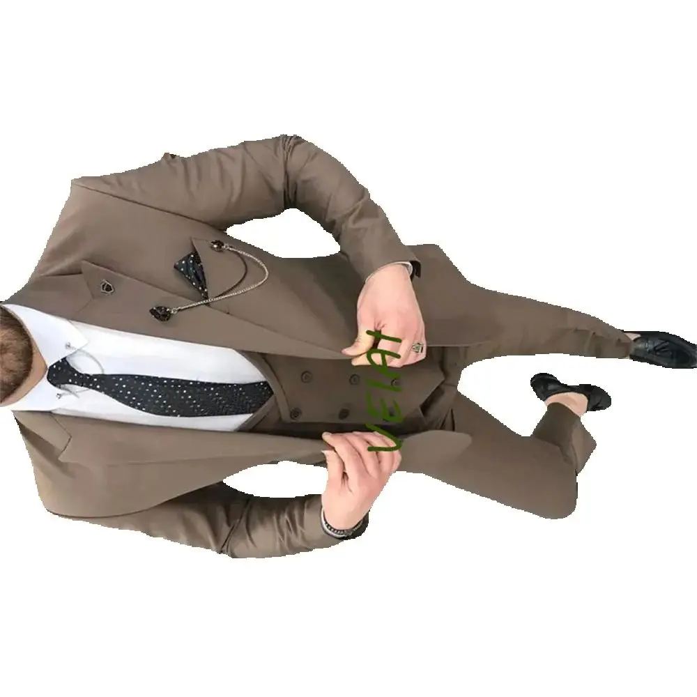 

CustomizedLarge Men's Business Casual Suit 3 Piece Set Men's Suit Wedding Groom Best Man Tuxedo(Blazer+Vest+Pants)