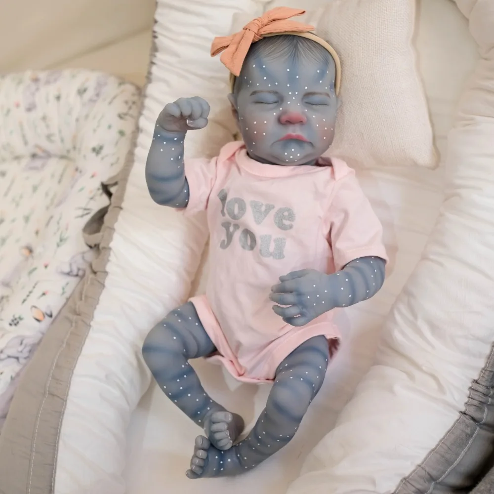 18inch Silicone Reborn Baby Doll Levi in Blue Avatar Version Newborn Baby 3D Painting with Visible Veins Muñeca Bebe Reborn