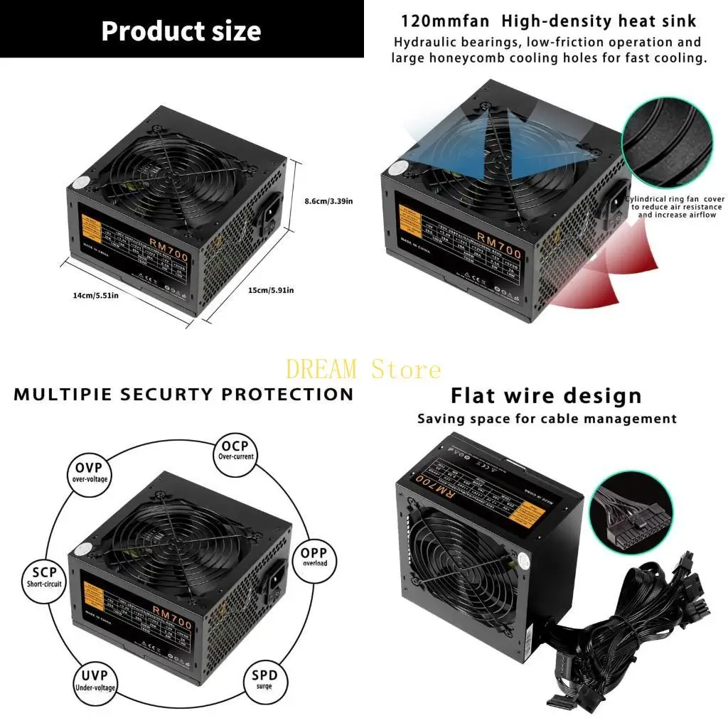 

RM700, 700 Вт, многофункциональный источник питания для серверов и настольных компьютеров с защитой от перегрузок, подшипник 12
