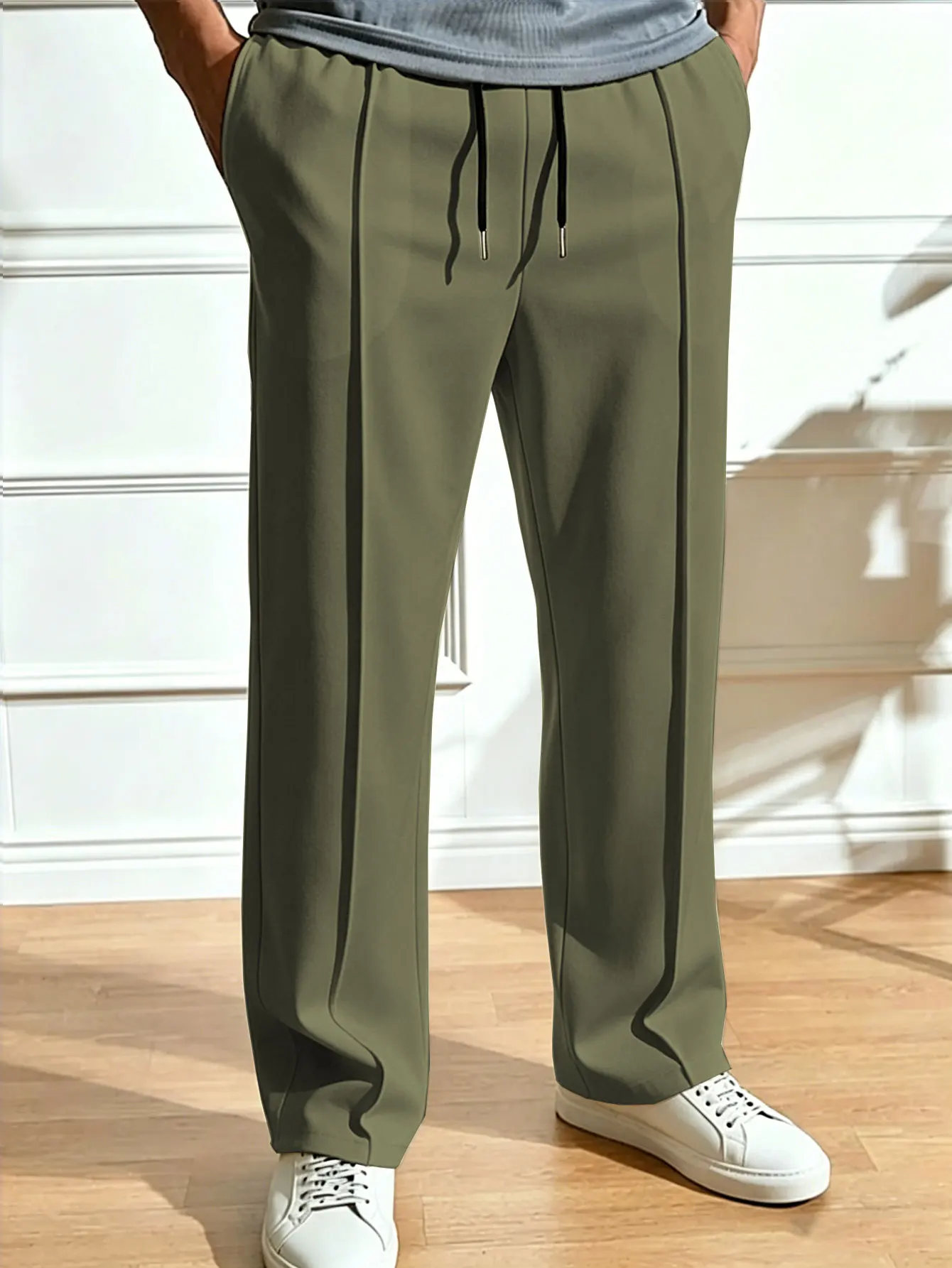 Herren Casual Cleanfit Leichte Business Minimalistische Anzug-Stil Sporthose Lose Jogginghose mit Kordelzug – Detail 11