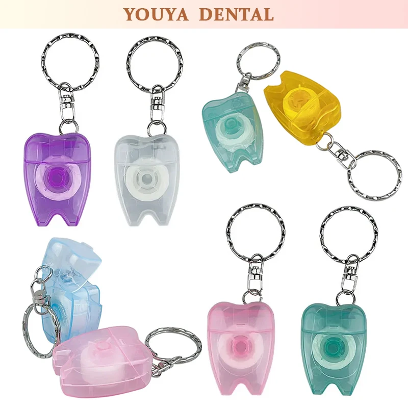 

10/20Pcs Portable Key Mini Button Dental Floss Boxs Keyring Dental Floss Box Dental Cleaning And Oral Hygiene Tools