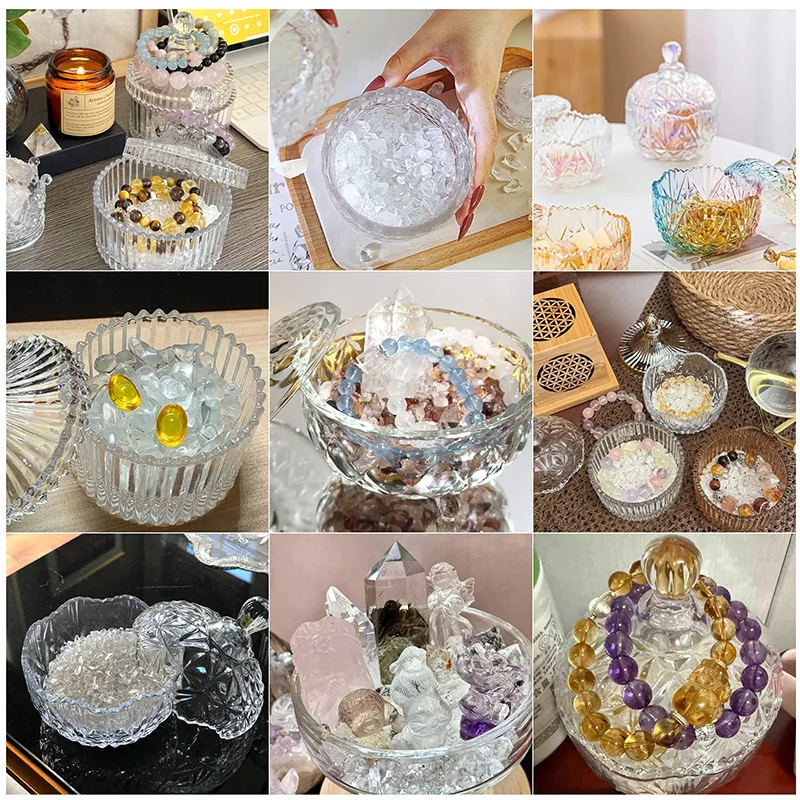 Crystal Demagnetization Bowl, Obsidian Salt Purification Glass Bowl, White Crystal Demagnetization and Fragrance Diffusion