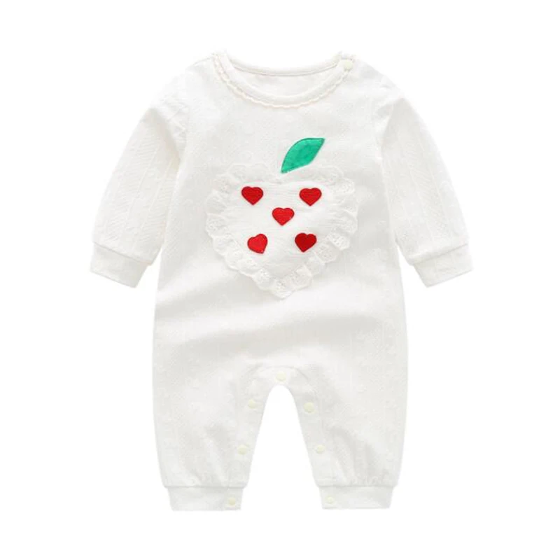 Sweet Newborn Kids Baby Girls Loving Heart Jumpsuits Clothes Spring Infant Kids Baby Girls Rompers Long Sleeve Children Rompers