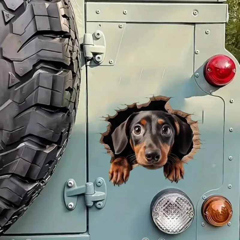 

1pc Cracked Dachshund Vinyl Car Sticker PVC Funny Decal Durable for Auto & Daily Decor