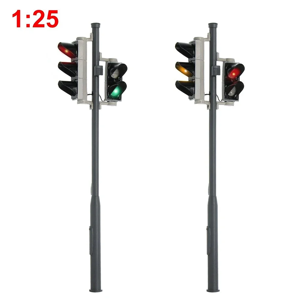 Railway Train Traffic Light Model Singal Lamp Diorama Illuminated Lamppost Layout Sand Table Garden Decoration 3pcs/Lot