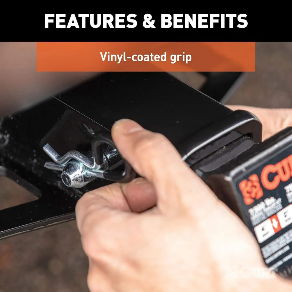 Pino e clipe de engate de reboque de 5/8 polegadas com punho revestido de vinil, cabe em receptor de 2 polegadas, acabamento em zinco transparente