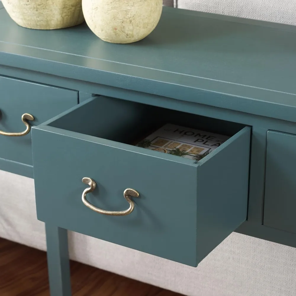 Home Collection Cindy Farmhouse Slate Teal 3-Drawer Console Table