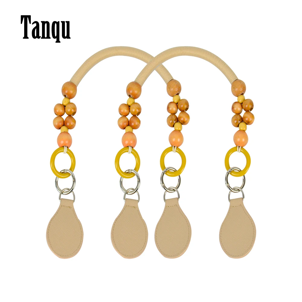 

Tanqu New 2022 Wooden Beads Ring PU Straps Handle with Tear Drops for Obag Classic Mini Women girl ladies shoulder Handbag O Bag