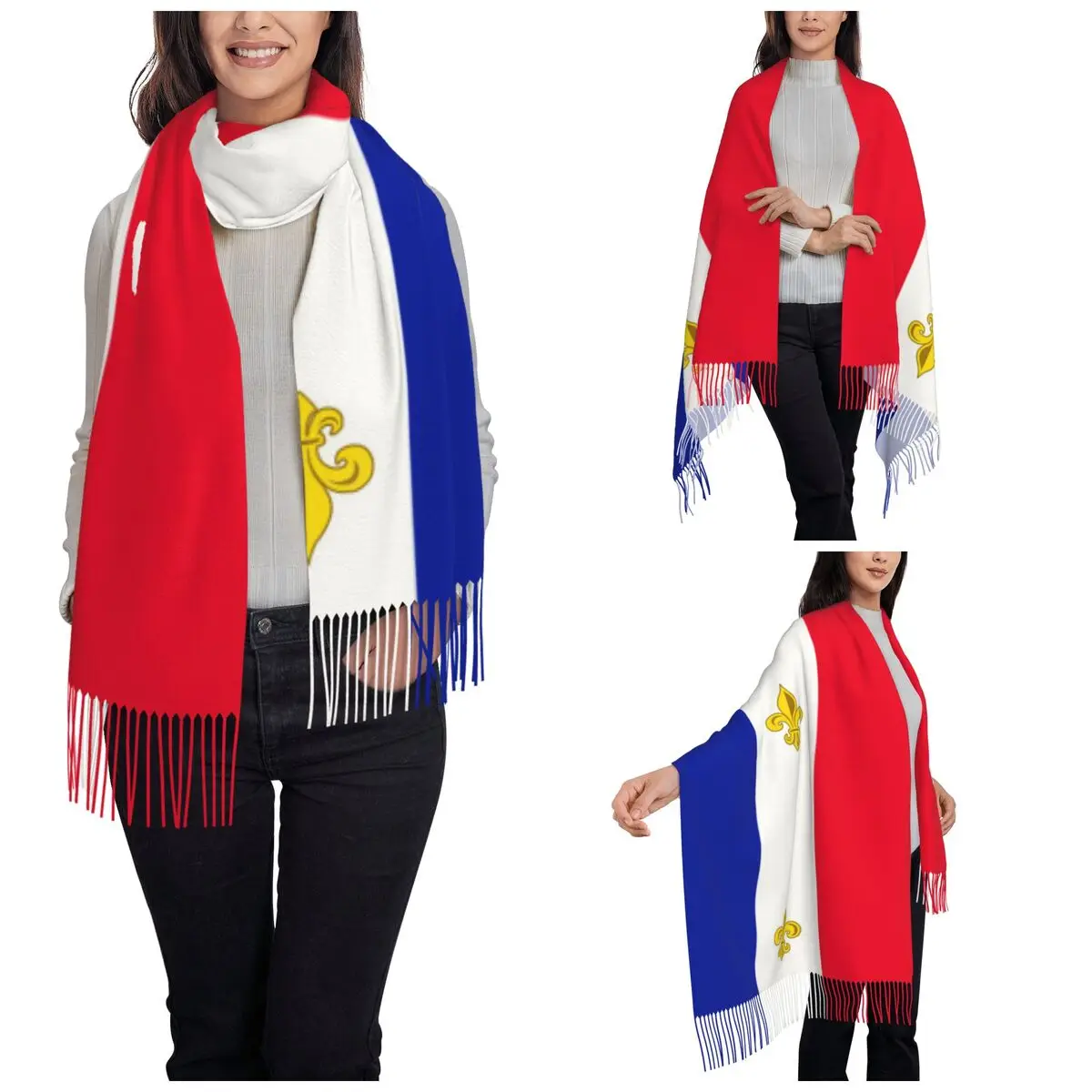 France Fleur De Lis Shawls Wraps for Womens Winter Large Long Scarf Lily Flower Symbol French Flag Pashmina Shawl Scarves