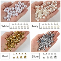 Silver Gold Half Round Pearl Beads 2mm 3mm 4mm 5mm 6mm 8mm Flatback Pearls jewelry Bead for Nail Art DIY Phone Case Decoration