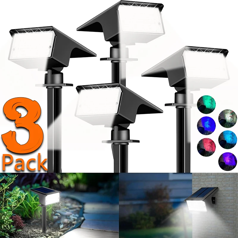 

Solar Spot Lights Outdoor Waterproof 3 Pack IP65, 7LED Lighting Modes Spotlights for Yard Garden House Garage Pathway