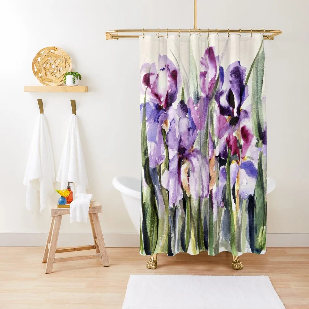 

Purple Iris Art Watercolor Shower Curtain Set For Bathroom Bathroom And Shower Bathroom Shower Set Curtain