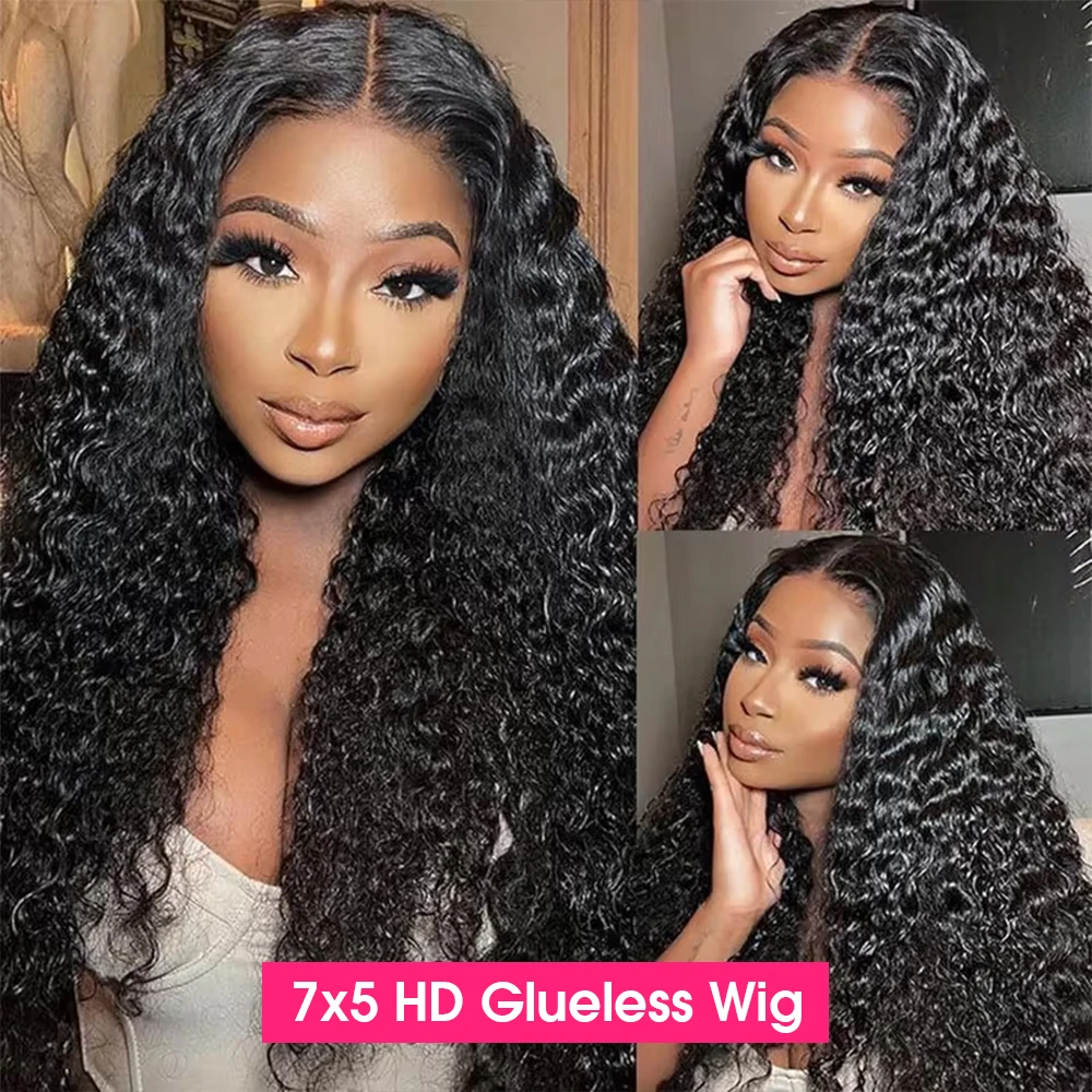 HD Lace 13x6 Frontal Wig Deep Wave Human Hair Wig 250% 300% Curly Glueless Full Hair Wigs 7x5 HD Transparent Lace Closure Wigs