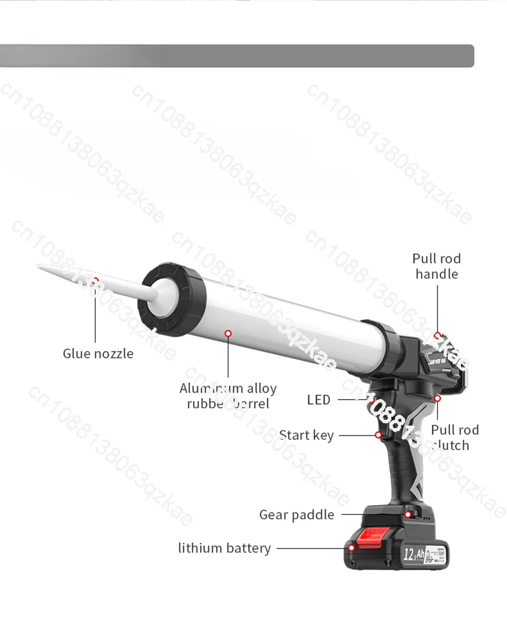 21V  Glass Glue Gun Wireless Tool DIY Cordless Adhesive Handheld Electric Caulk Gun Sealant Gun for Door Balcony Window