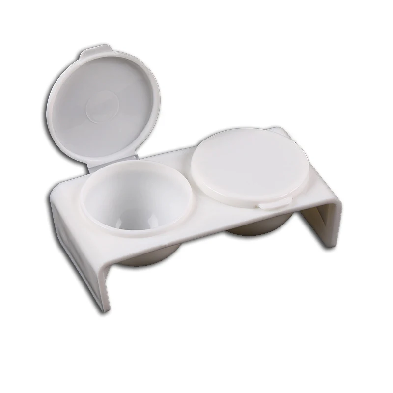 Plat Dappen liquide acrylique blanc 2 pièces, support de pigments pour Nail Art, double tasse pour brosses à ongles monomère, outil de manucure de lavage