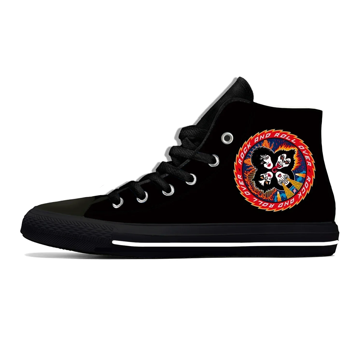 Heavy Metal Rock Band Kiss Music Fashion Funny Casual Cloth Shoes High Top Lightweight Breathable 3D Print Men Women Sneakers