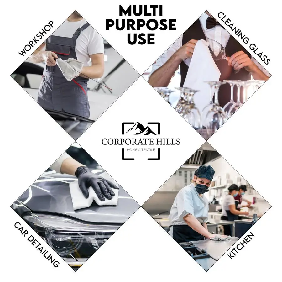 مناشف تيري القطنية، عبوة من 100 قطعة 12 × 12 بوصة من قماش تيري القطني الأبيض، مناشف بار بيضاء، متعددة الأغراض