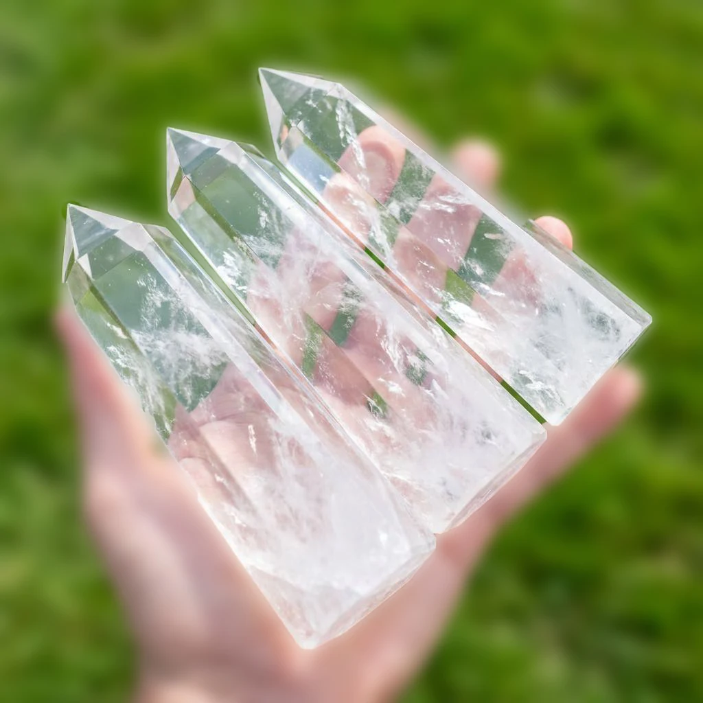 White Fusion Crystal Tower Obelisk 5.9-7.9in 15-20cm Lab Crystal Pillar Wand Point Translucent Clear Minimalist Home Decor Desk Ornament Figurine Sculpture Office Display Shelf Decoration Room Decor Birthday Christmas Housewarming Anniversary Holiday Gift