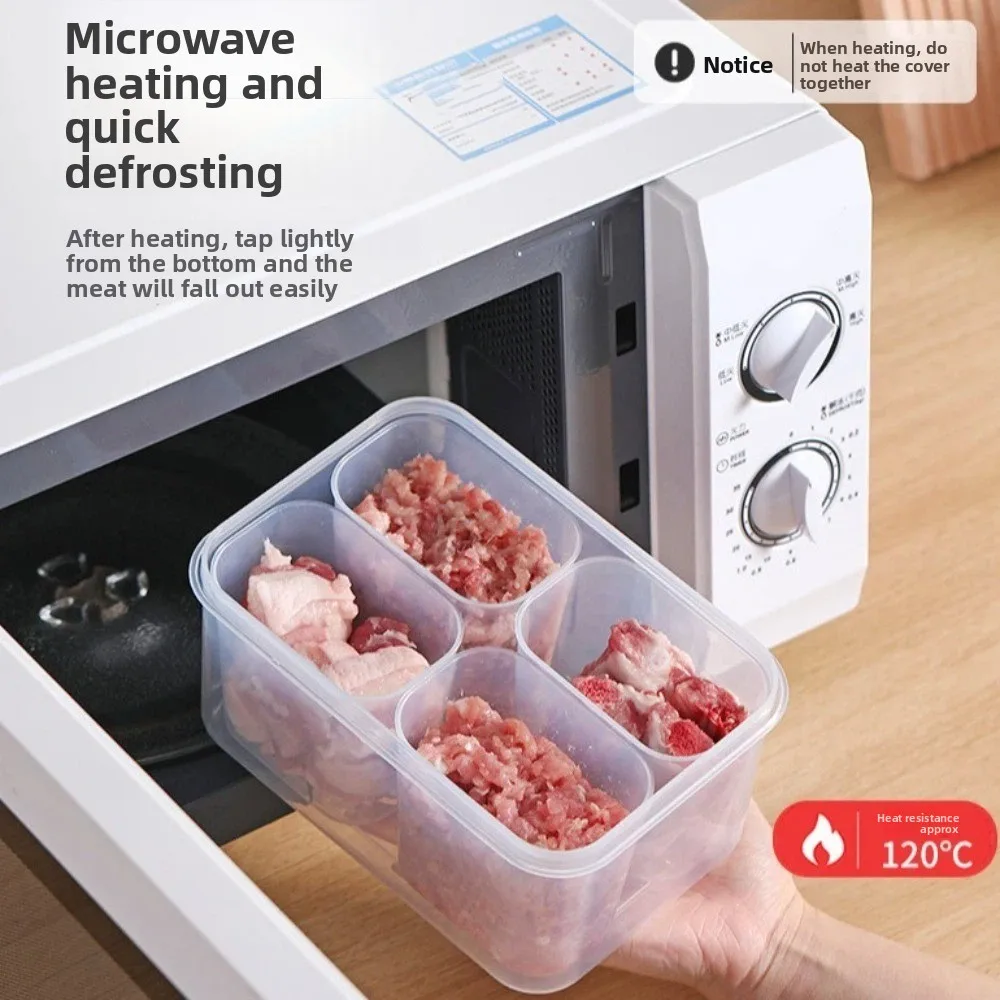 

Airtight Lid Food Storage Container 4 Compartment Fridge Organizer Meat Fruit Veggie Meat Fruit Veggie Keeper Plastic Side Dish