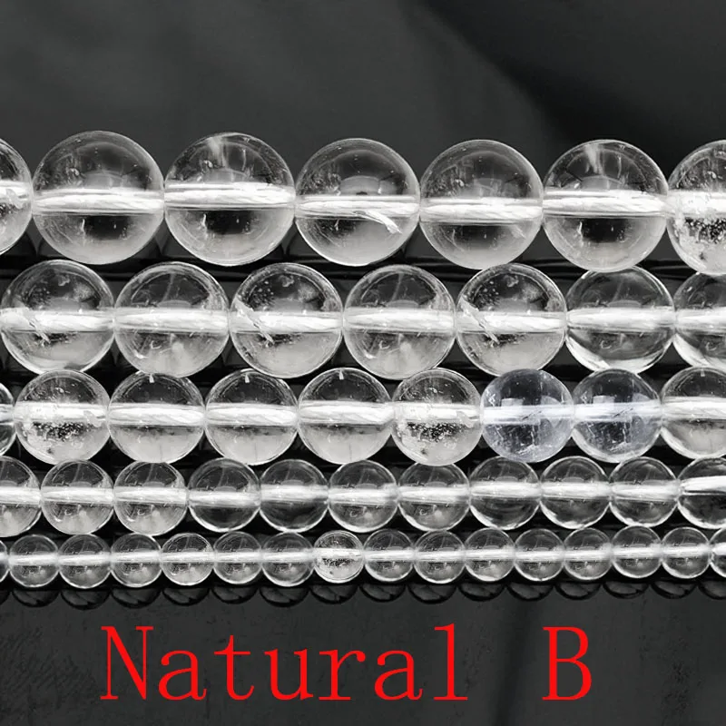 100% Natural Stone Clear Quartz Rock Crystal Round Loose Beads 4 6 8 10 12mm For Bracelets Necklace Jewelry Making