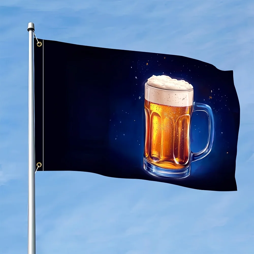 1 bandera de cerveza divertida - "¡Soy una cerveza, ¿Qué es tu superpotencia?" Diseño, poliéster, decoración de césped interior/exterior, decoración al aire libre