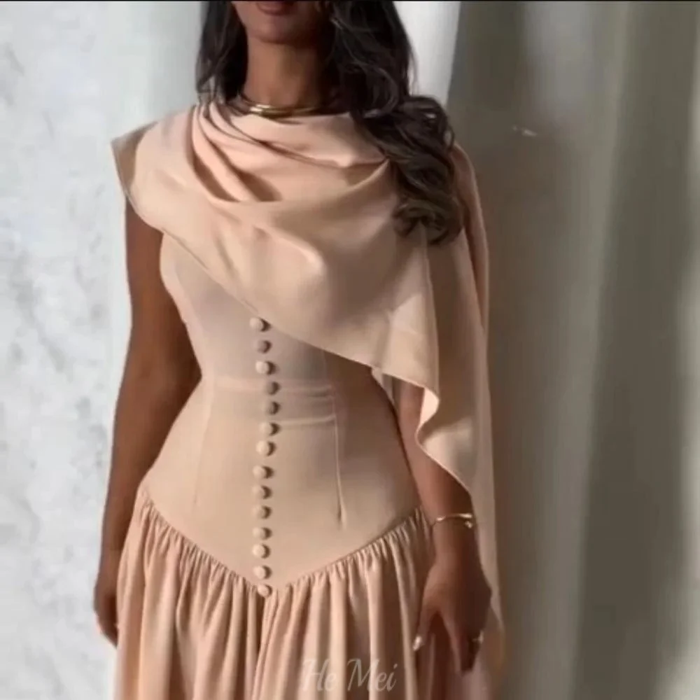

Customized Prom Dress A Line Button Party Gowns Simple Floor Length Elegant Evening Dress فساتين سهرة