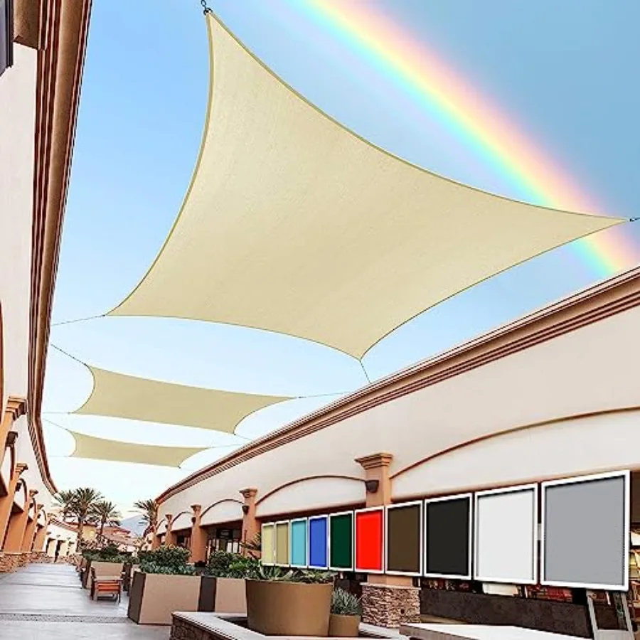 

14' x 16' Beige Rectangle Square Sun Shade Sail Order to Make RTAPR1220 Canopy UPF50+ 95 UV Blockage 200GSM Commercial Standard