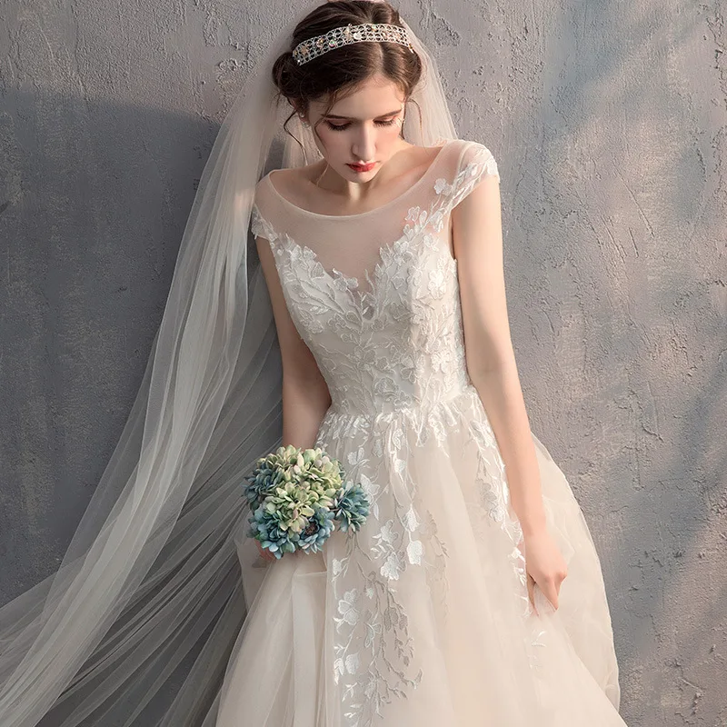 Primary Wedding Dress New Bridal Women's Simple Mori Style Starry French Small Tail Light