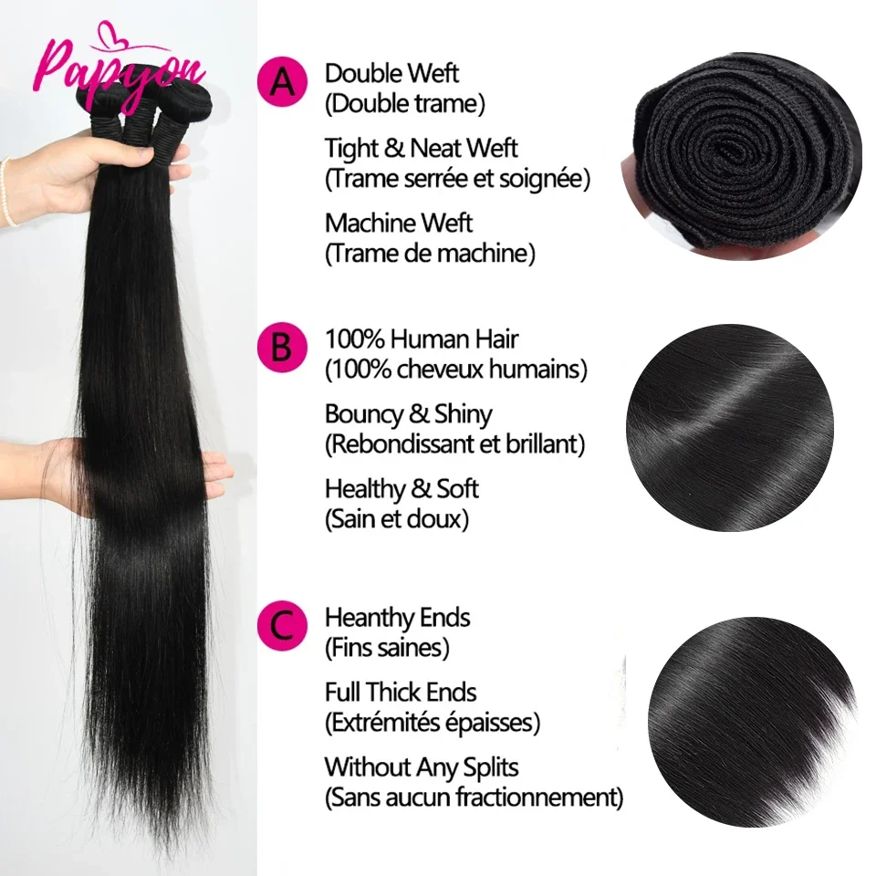 Straight Human Hair Bundles Human Hair Weaving Brazilian Hair Extensions For Women 34 36 38 40 Inch Bundles Human Hair Straight