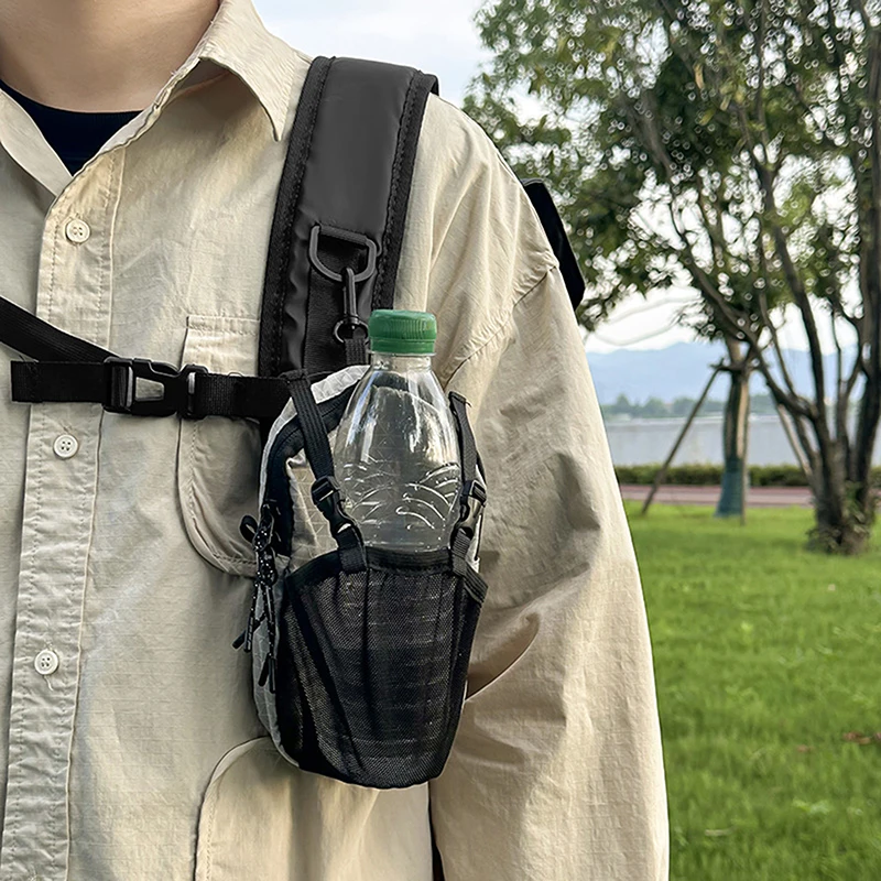 

1PC Water Bottle Holder Bag Phone Pocket And Quick-Adjust Strap Waterproof 420D Nylon For Cycling Hiking Camping Essentials