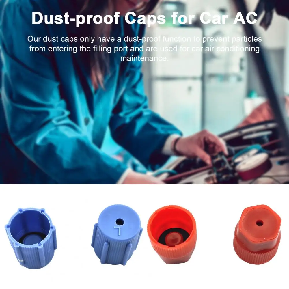 R134a Cap Set 16mm&13mm Car Air Conditioner Dust Caps for AC System Charging Port Caps 5 Sets Blue Low Side 5 Sets Red High Side