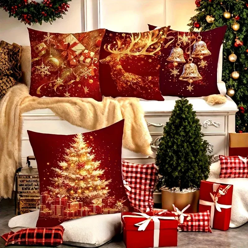 Christmas decoration pillowcase gift reindeer Christmas tree pillow cover living room sofa cushion suite room home decoration