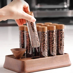 Glass Coffee Beans Sub-Packed Test Tube with Stand Coffee Bean Storage Tubes Storage Coffee Set Espresso Accessory