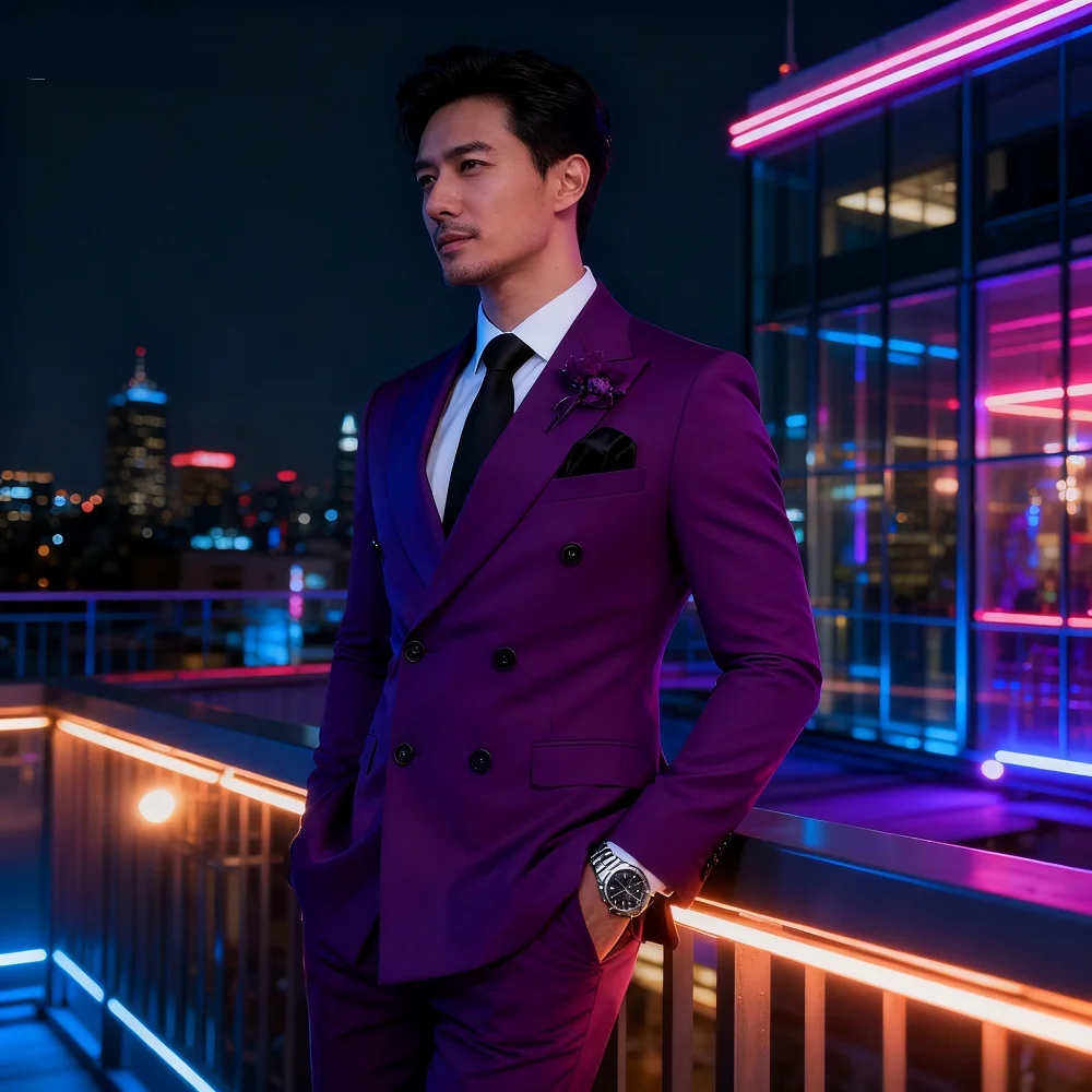 

High-End Brown Slim Fit Men's Suit Two-Piece Set Fashionable Handsome Formal Wear for Wedding And Business