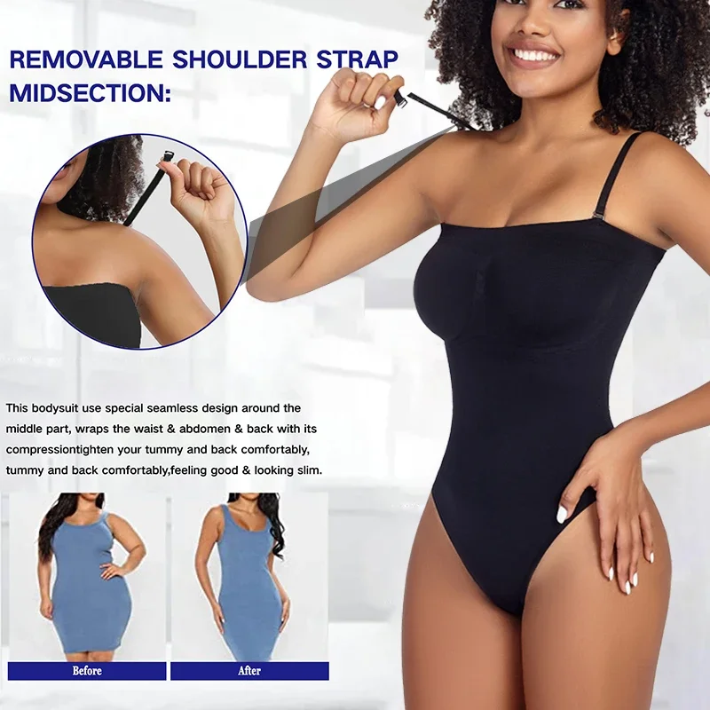 Strapless Bodysuit Women Thongs Shapewear Bustier Tube Tops Tummy Control Body Shaper Waist Trainer Butter Lift Skinny Underwear