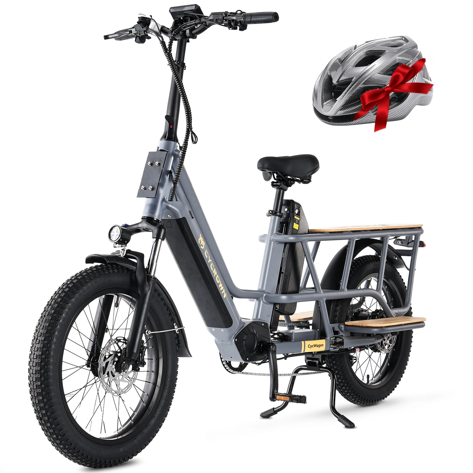 

Electric Cargo Bike For Adults CYCROWN 20x3" 1000W Motor Top Speed ​​28Mph City E-Bike 48V 25AH Max Range 120Miles Load 400Ibs