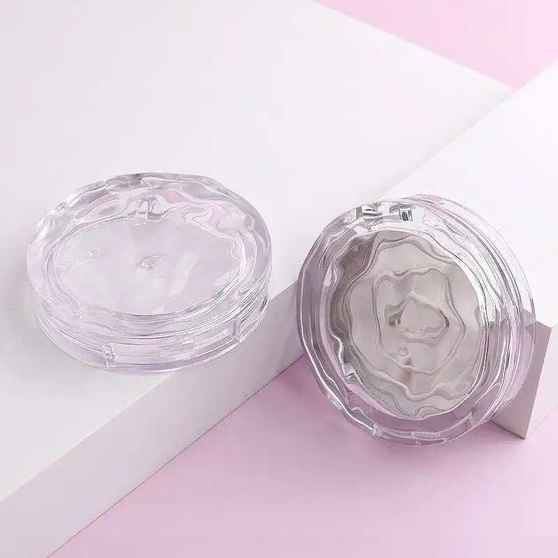 Affordable Clear Wavy Blush Box for Budget-Friendly Makeup Storage with Powder Lipstick and Concealer Slots