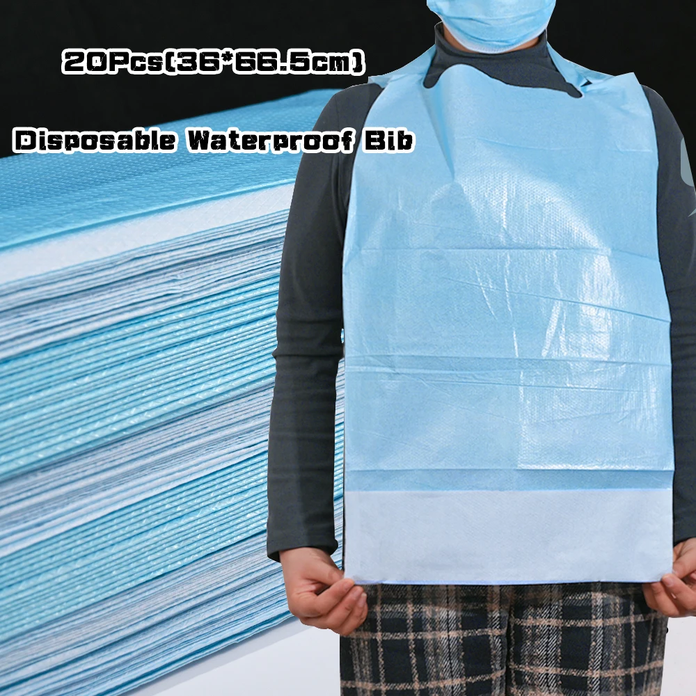 

20Pc(36*66.5cm)Disposable Waterproof Bib Adult Oilproof Dirtproof Bib Paper Film Professional Manicure Salon Home Use Clean Tool