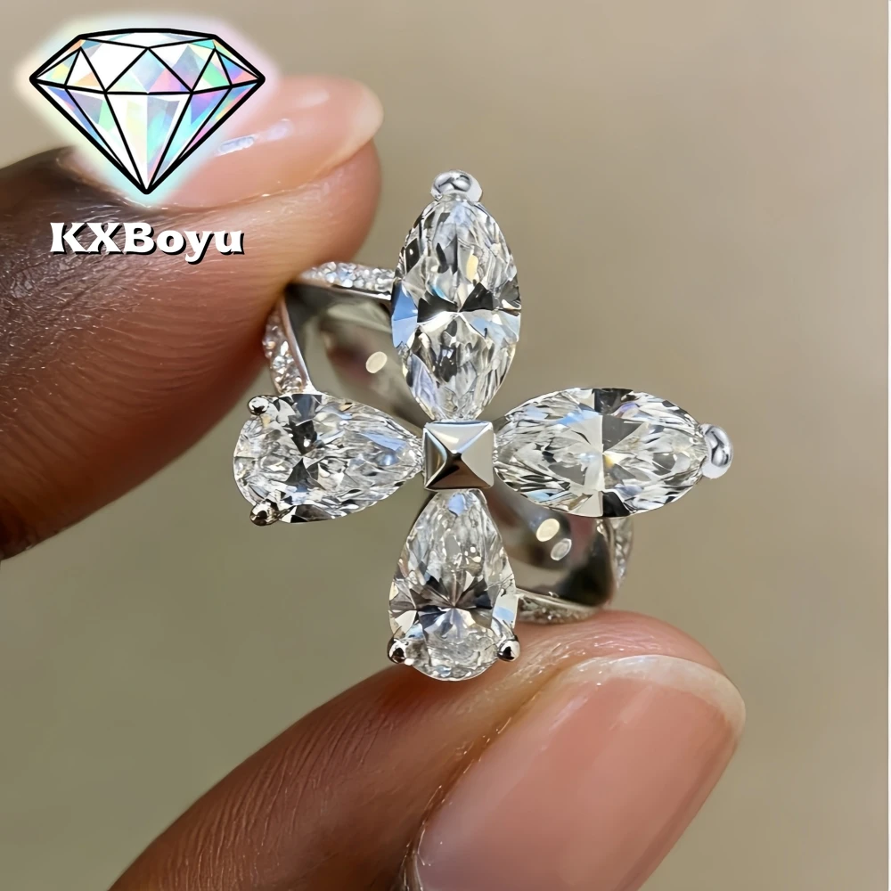 

2CTTW Pear/Marquise Cut Moissanite Engagement Ring Butterfly Diamond Wedding Ring for Women 925 Sterling Silver with Certificate